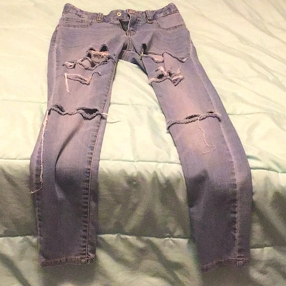 Home cut ripped jeans